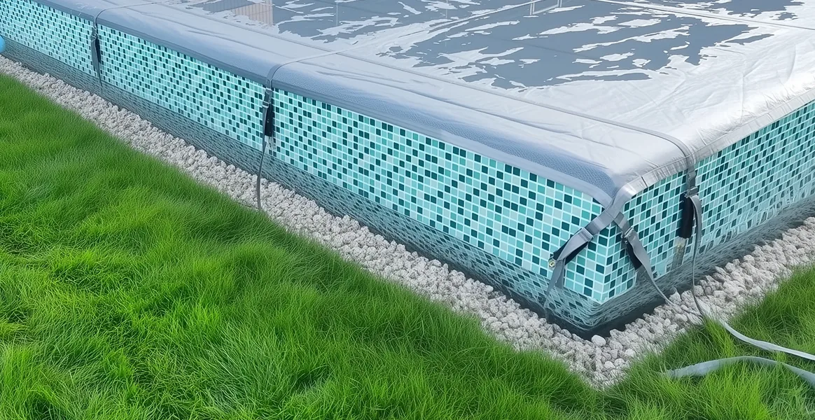 Покрывало для бассейна под снегом — защита зимой в Кемерово